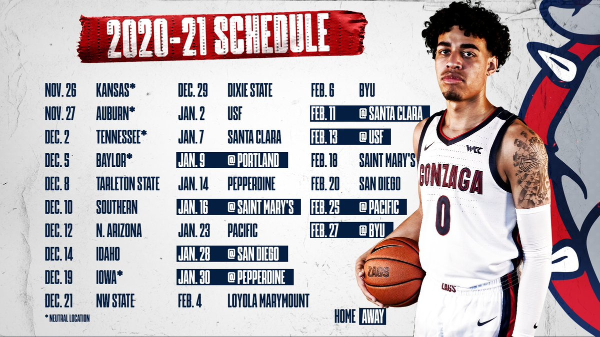 Gonzaga Basketball On X: "A Look At The Full 2020-21 Schedule with regard to Gonzaga Men's Basketball Printable Schedule