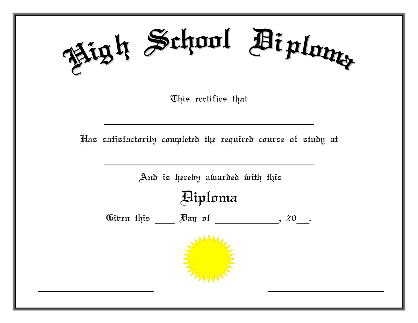 High School Diploma - Premium Schablone inside Free Printable High School Diploma