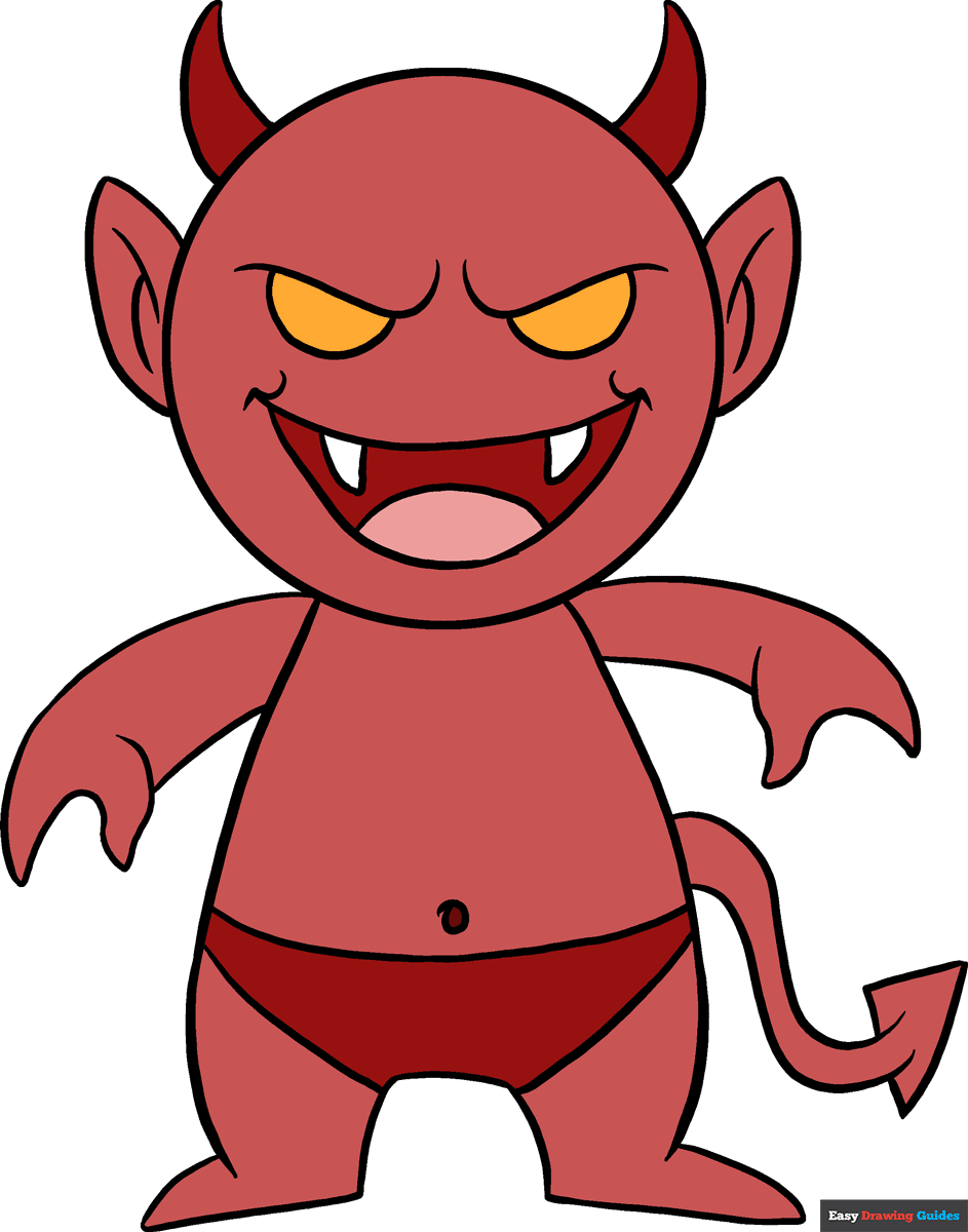 How To Draw A Demon - Really Easy Drawing Tutorial regarding Printable Friendly Demons Cartoon Graphics