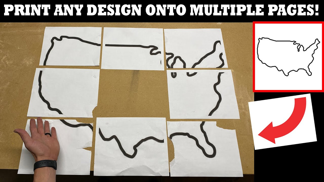 How To Print Any Design Or Image Onto Multiple Pages Using Paint with Split Large Into Printable Pages