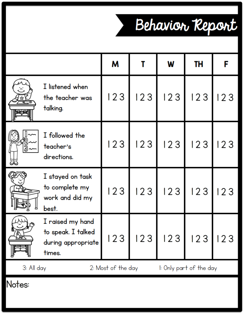 Individual Behavior Chart Freebies - Sarah&#039;S Teaching Snippets for Free Printable Behavior Charts For School