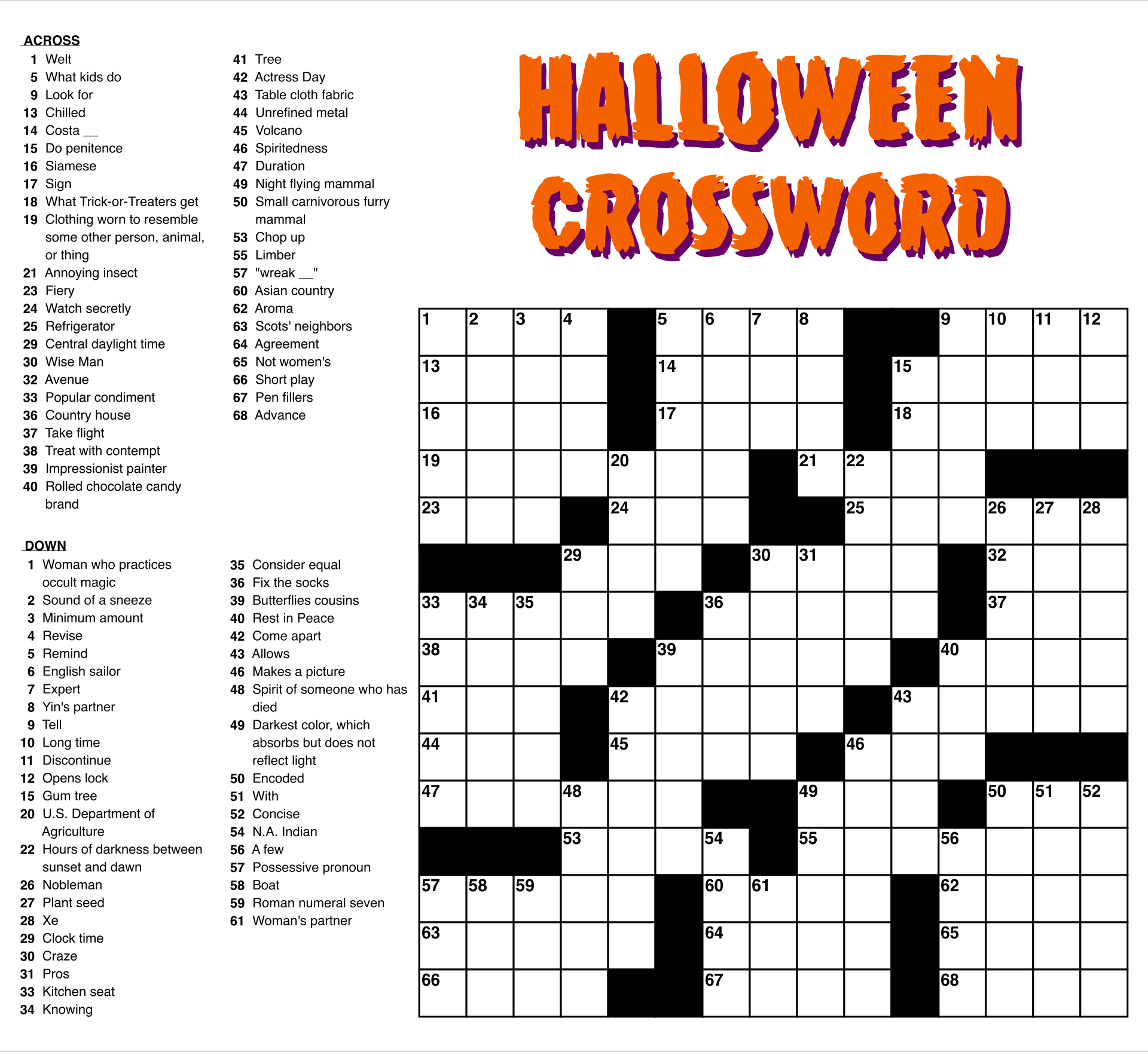 Large Print Easy Crossword Puzzles - 10 Free Pdf Printables for Large Print Easy Crossword Puzzles Printable