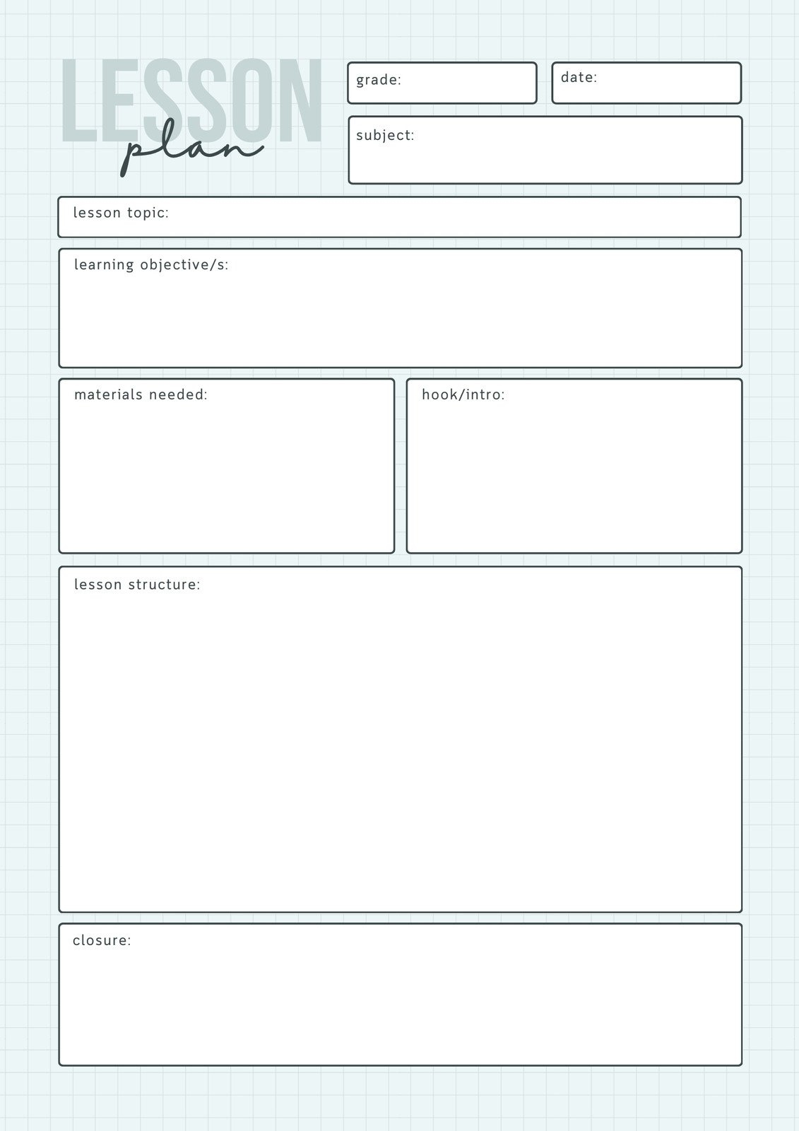 Lesson Plan Templates You Can Customize For Free | Canva pertaining to Free Lesson Plan Template Printable