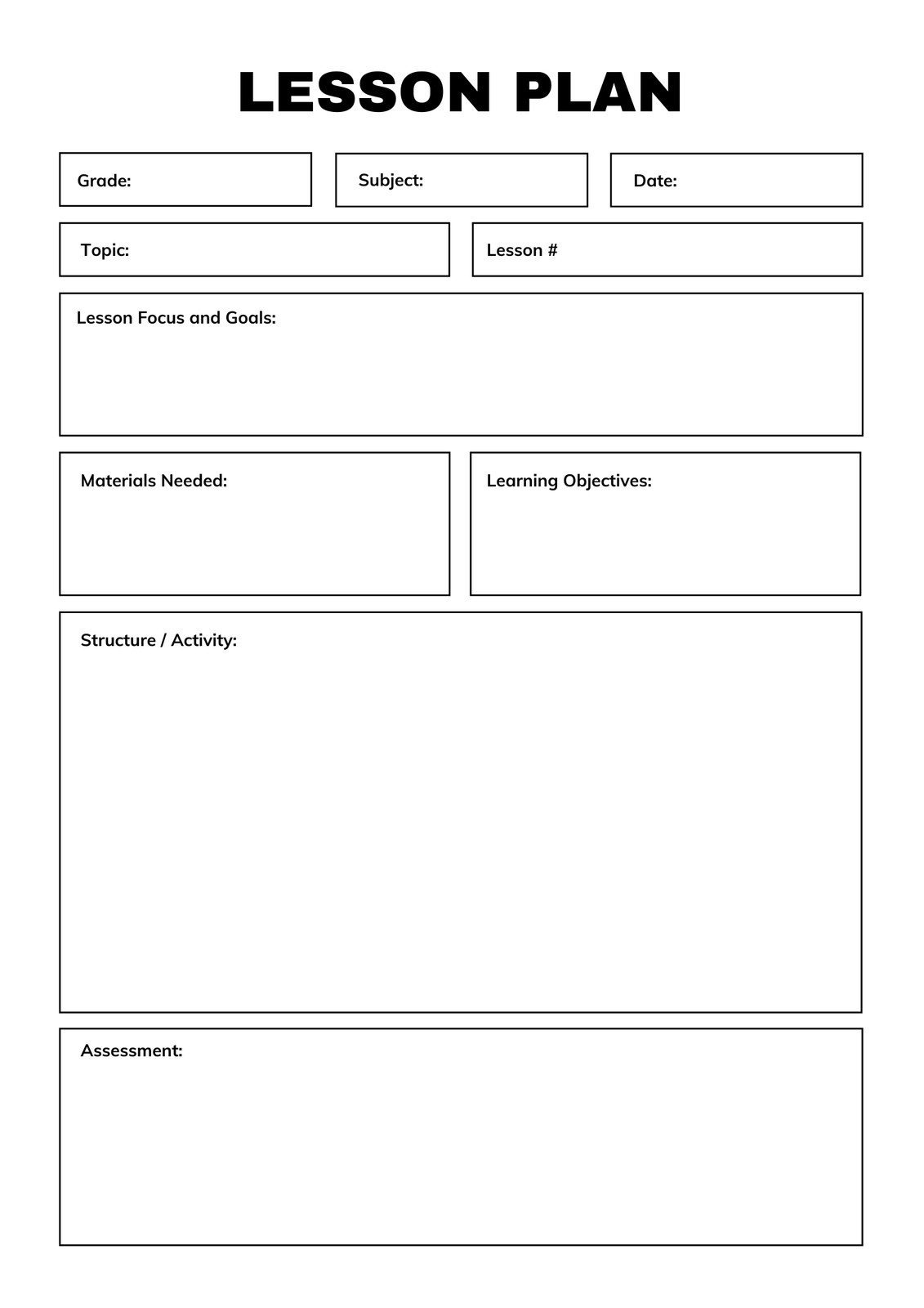 Lesson Plan Templates You Can Customize For Free | Canva regarding Free Lesson Plan Template Printable
