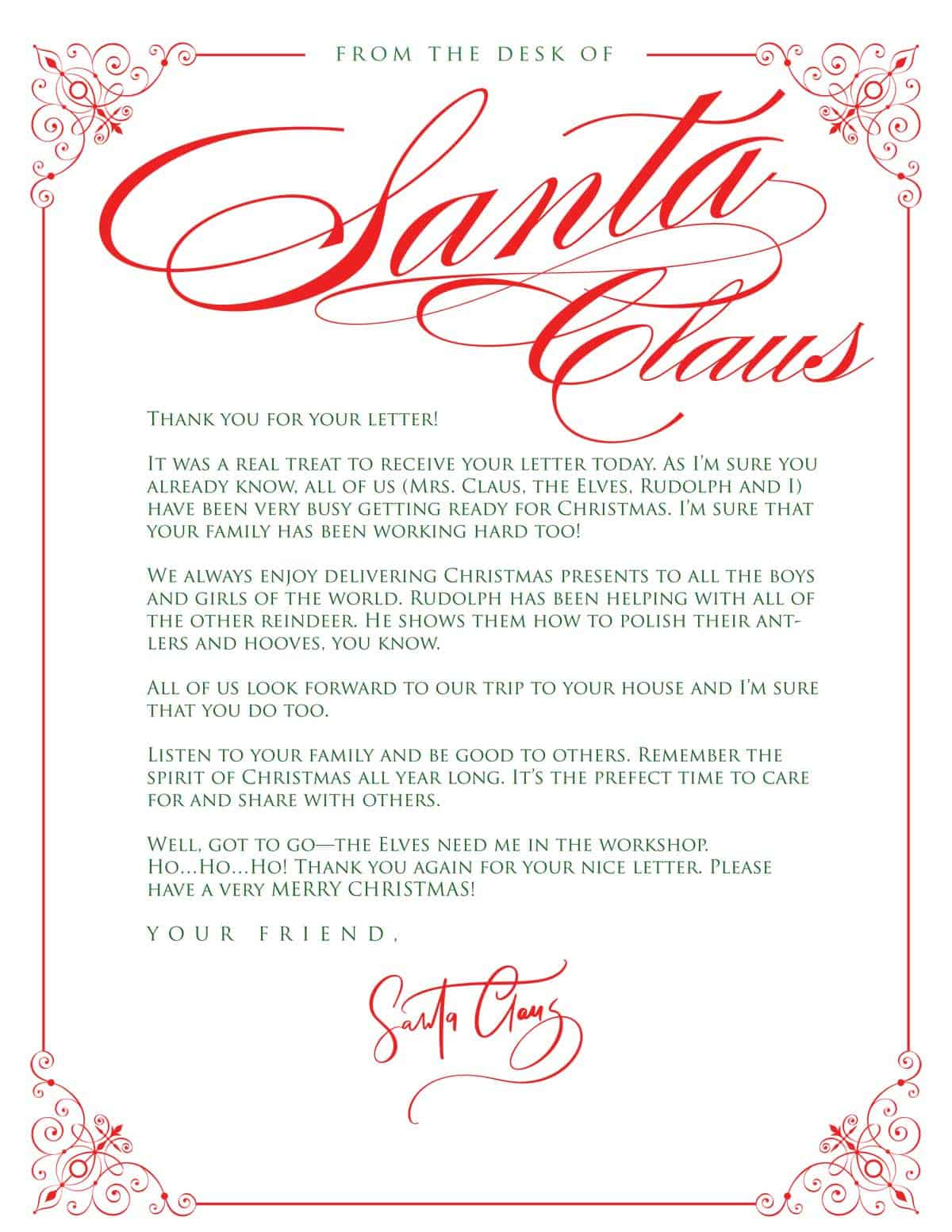 Letter From Santa Free Printable {Editable} | Skip To My Lou with regard to Free Printable From Santa Letter Template