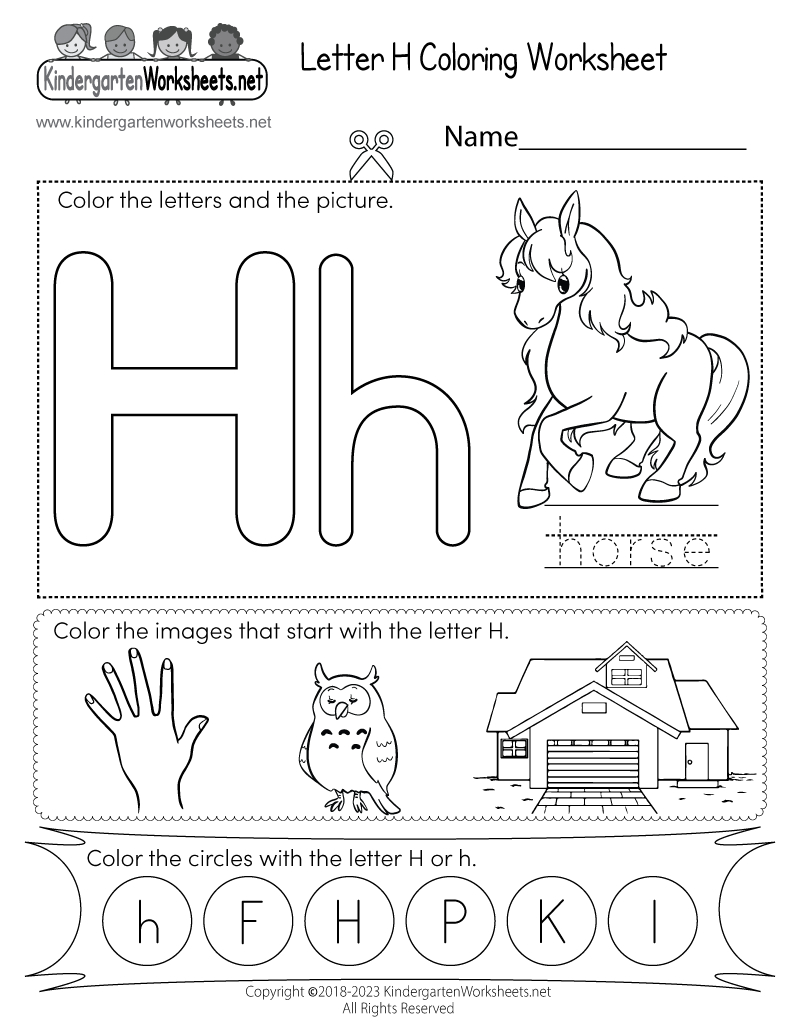 Letter H Coloring Worksheet - Free Printable, Digital, & Pdf throughout Free Printable Letter H Worksheets For Kindergarten