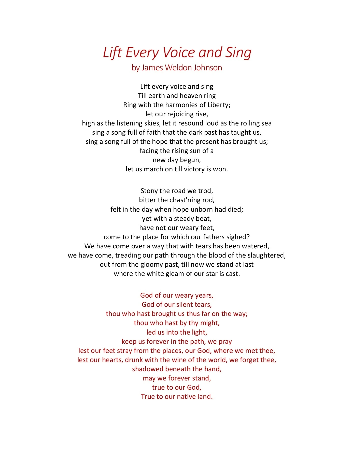 Lift Every Voice And Sing Edited (Page 1) - Flipbookth14842 pertaining to Lift Every Voice And Sing Lyrics Printable