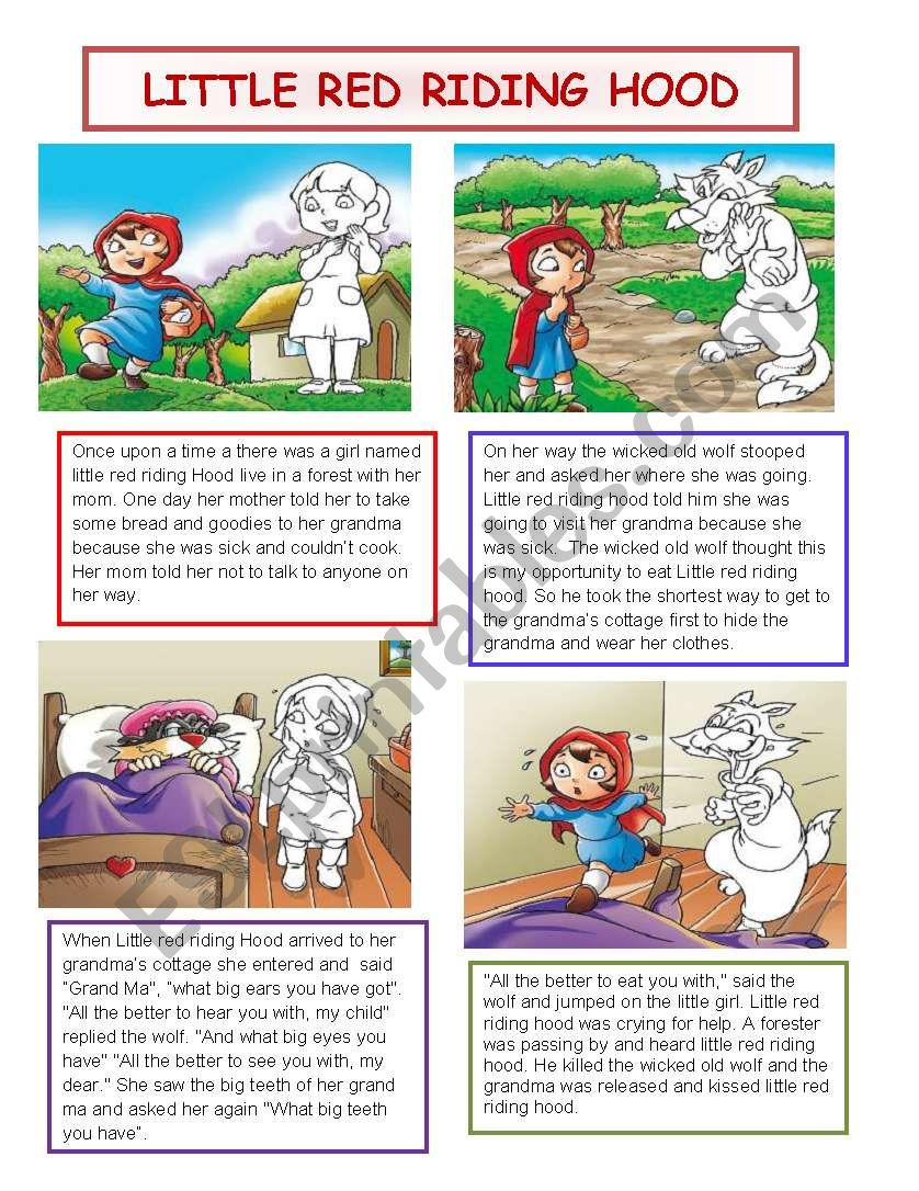 Little Red Riding Hood - Esl Worksheetlilianamontoya13 throughout Red Riding Hood Printable Story