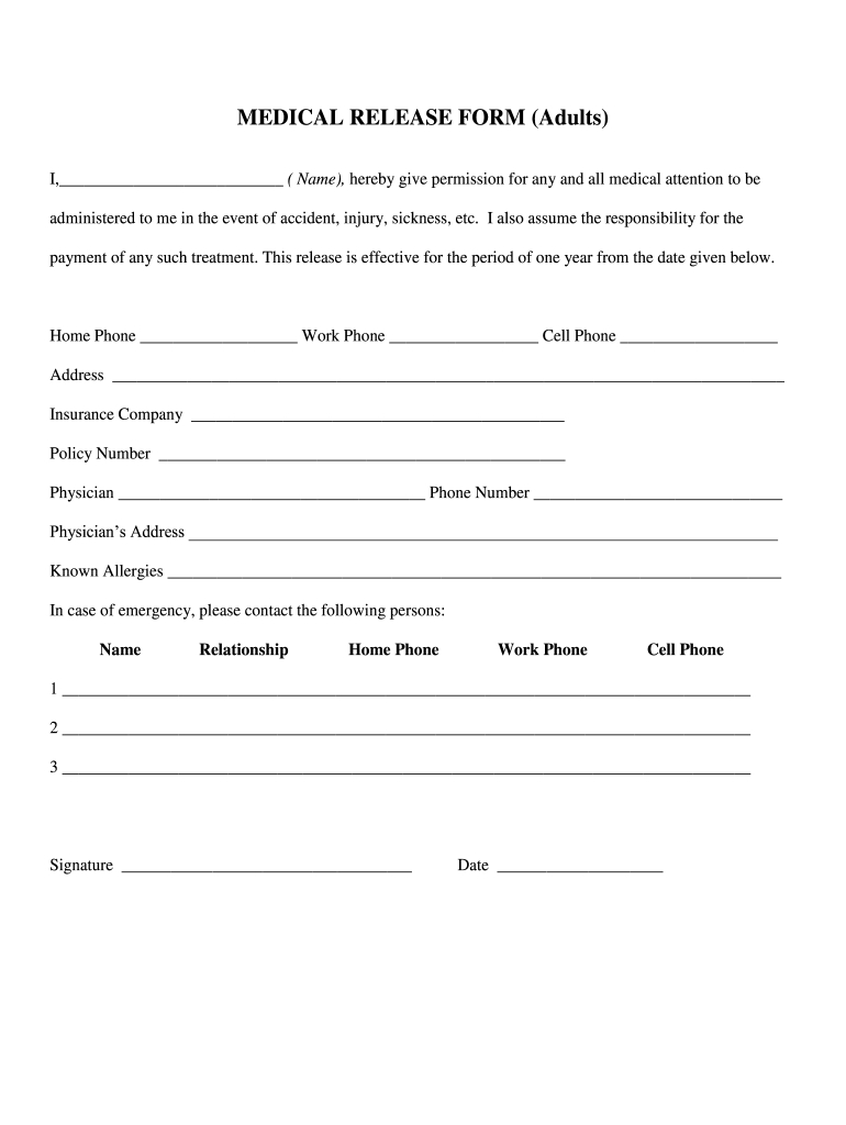 Medical Release Form Template: Fill Out & Sign Online | Dochub pertaining to Medical Records Release Form Printable