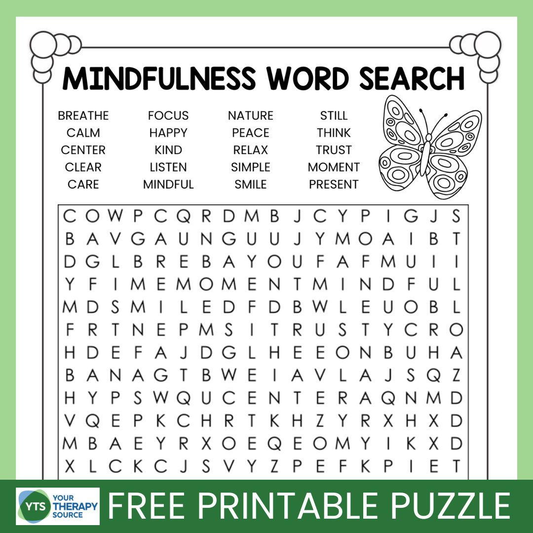 Mindfulness Word Search Puzzle Free Printable - Your Therapy Source in Find the Word Puzzles Printable