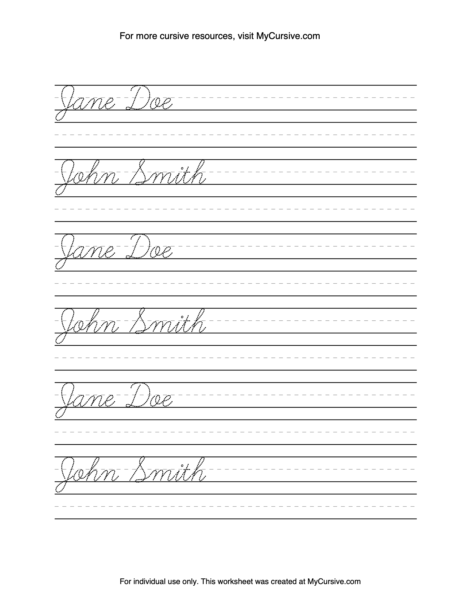 Mycursive Cursive Worksheet Generator: Create & Practice intended for Free Printable Cursive Handwriting Sheets