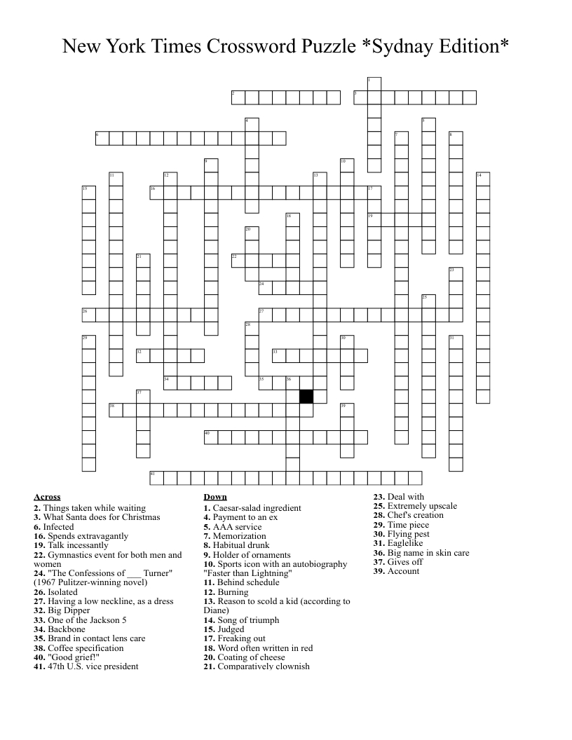 New York Times Crossword Puzzle *Sydnay Edition* - Wordmint pertaining to New York Times Printable Crossword
