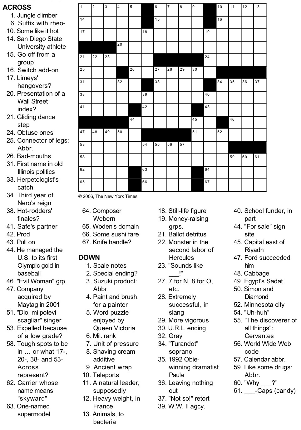 New York Times Crossword Puzzlegeorge Barany And Michael Shteyman throughout Ny Times Crossword Puzzles Printable