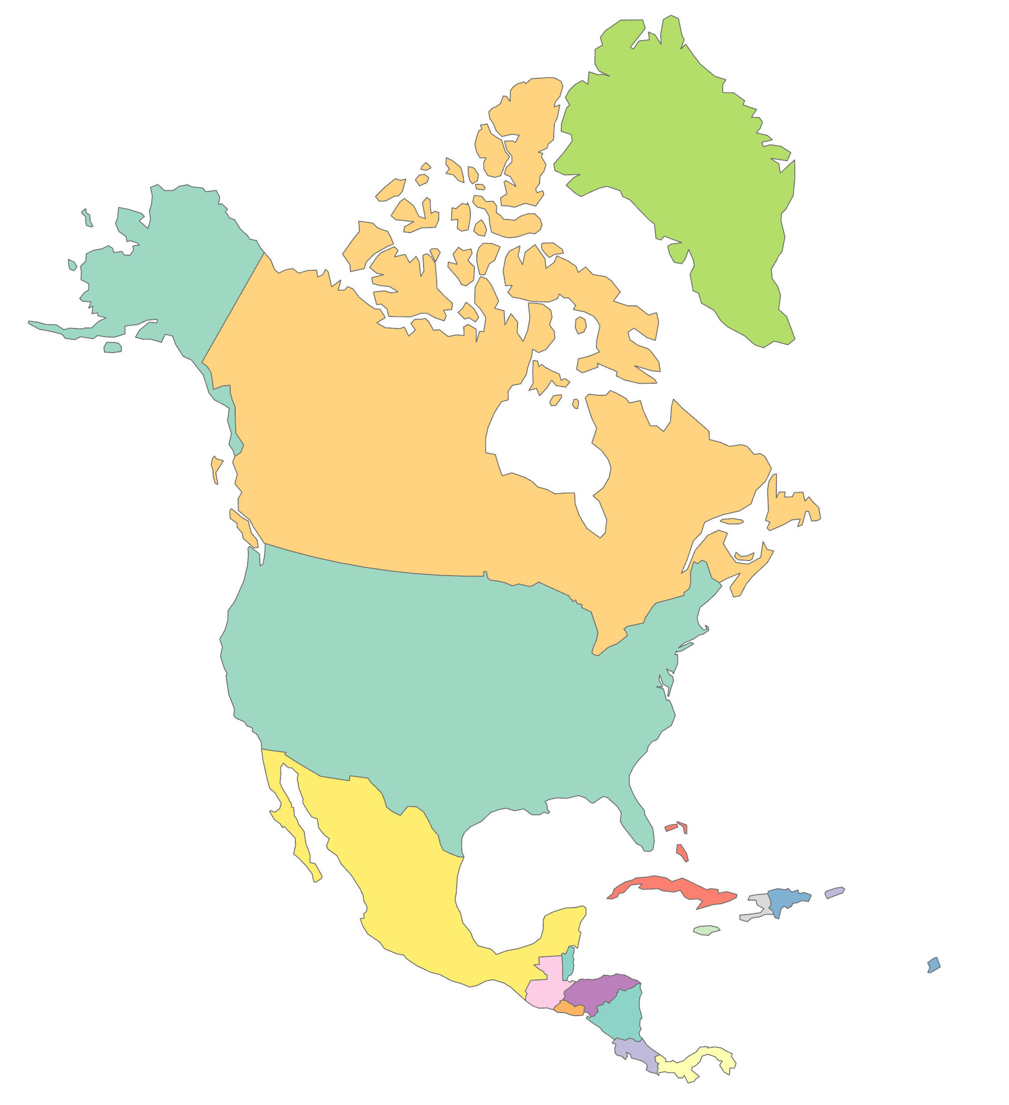 North America Blank Map And Country Outlines - Gis Geography inside Blank North America Map Printable