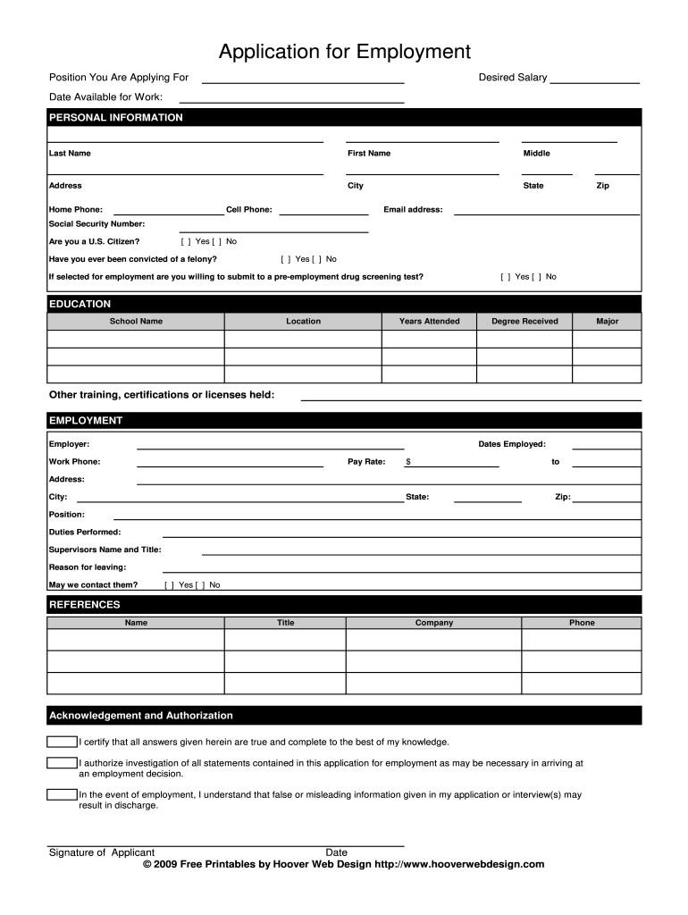 Online Application For Employment Form - Fill Online, Printable regarding Employment Application Form Free Printable