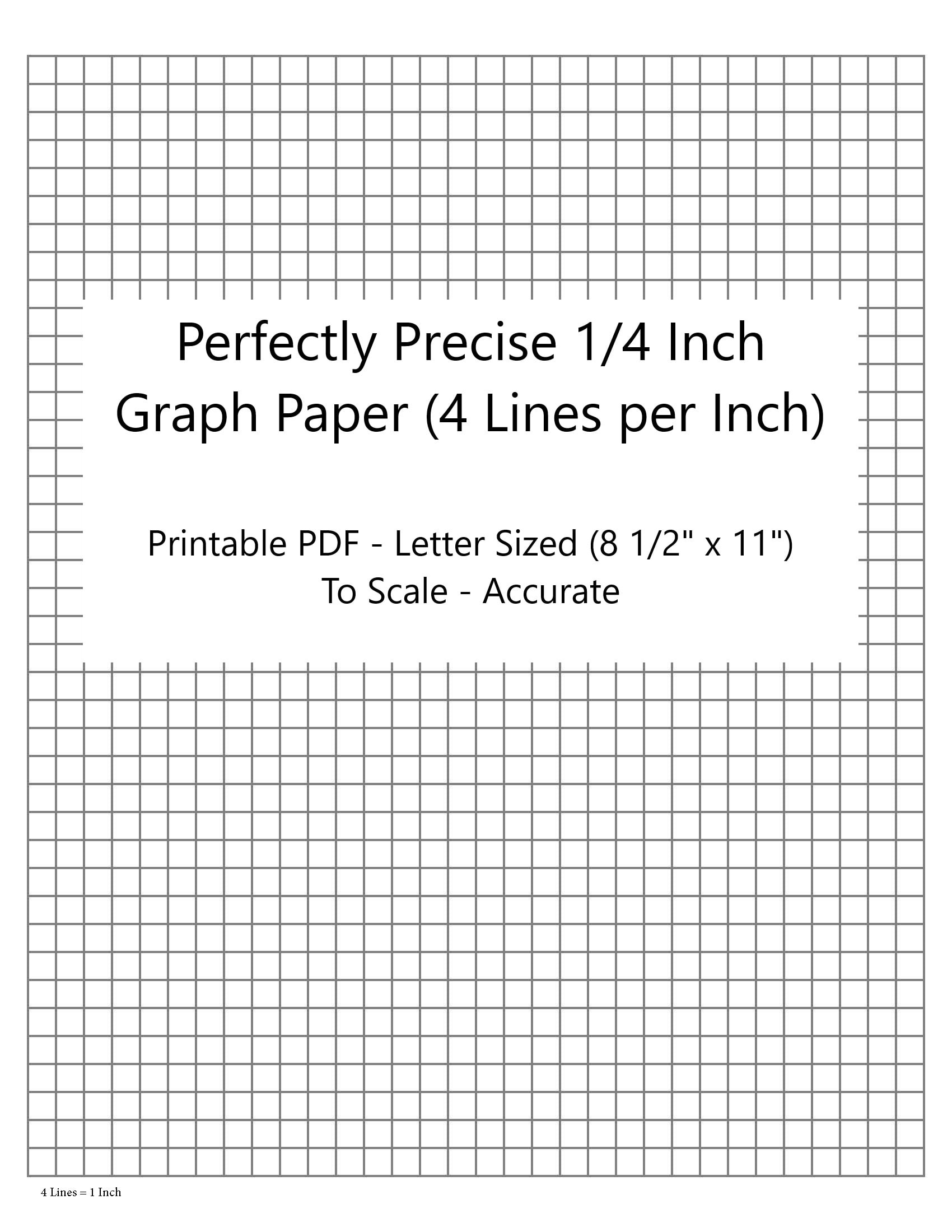 Perfectly Scaled And Precise Printable Graph Paper - 4/4 - 1/4 Inch (4 Lines Per Inch) in Printable Graph Paper 1/4 Inch