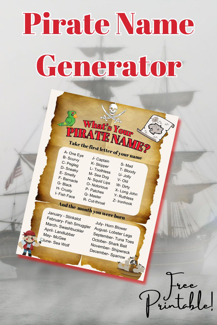 Pirate Name Generator Printable – Mom Vs The Boys pertaining to What's Your Pirate Name Free Printable