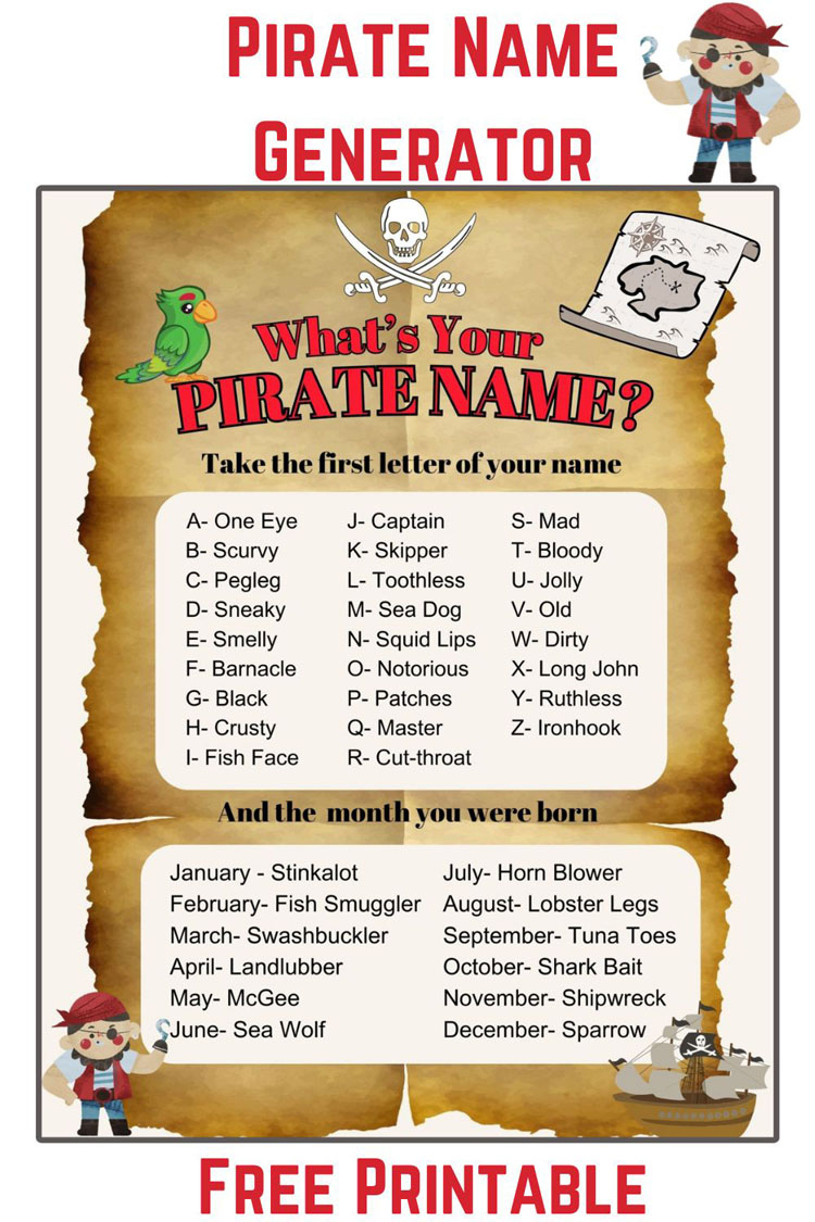 Pirate Name Generator Printable – Mom Vs The Boys regarding What'S Your Pirate Name Free Printable