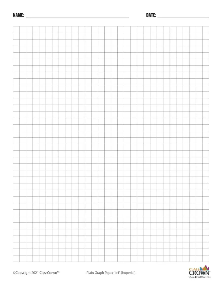 Plain Graph Paper With Name Block | Classcrown with Printable Graph Paper 1/4 Inch