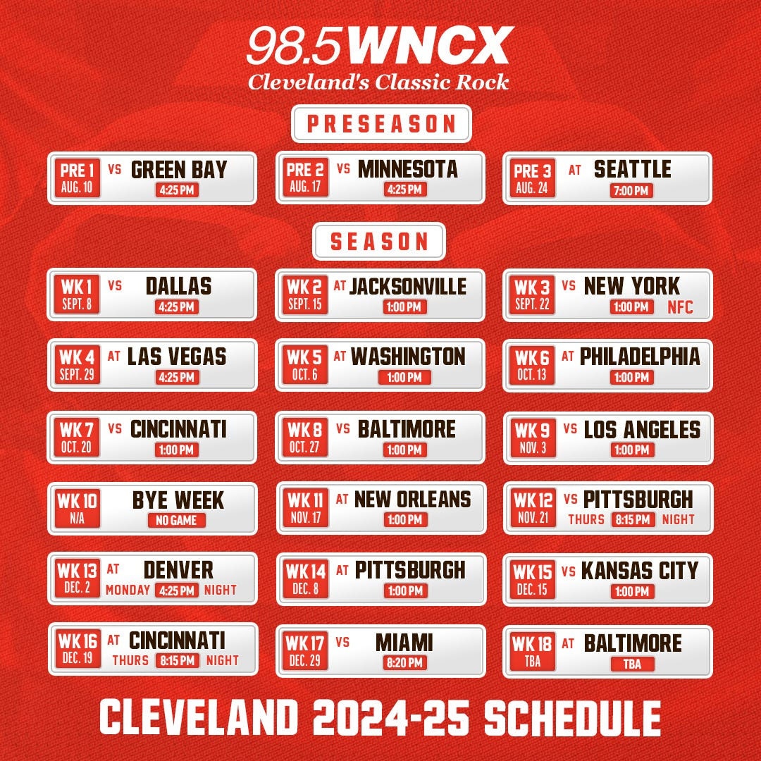Print Your 2024 Cleveland Browns Schedule Here within Printable Cleveland Browns Schedule