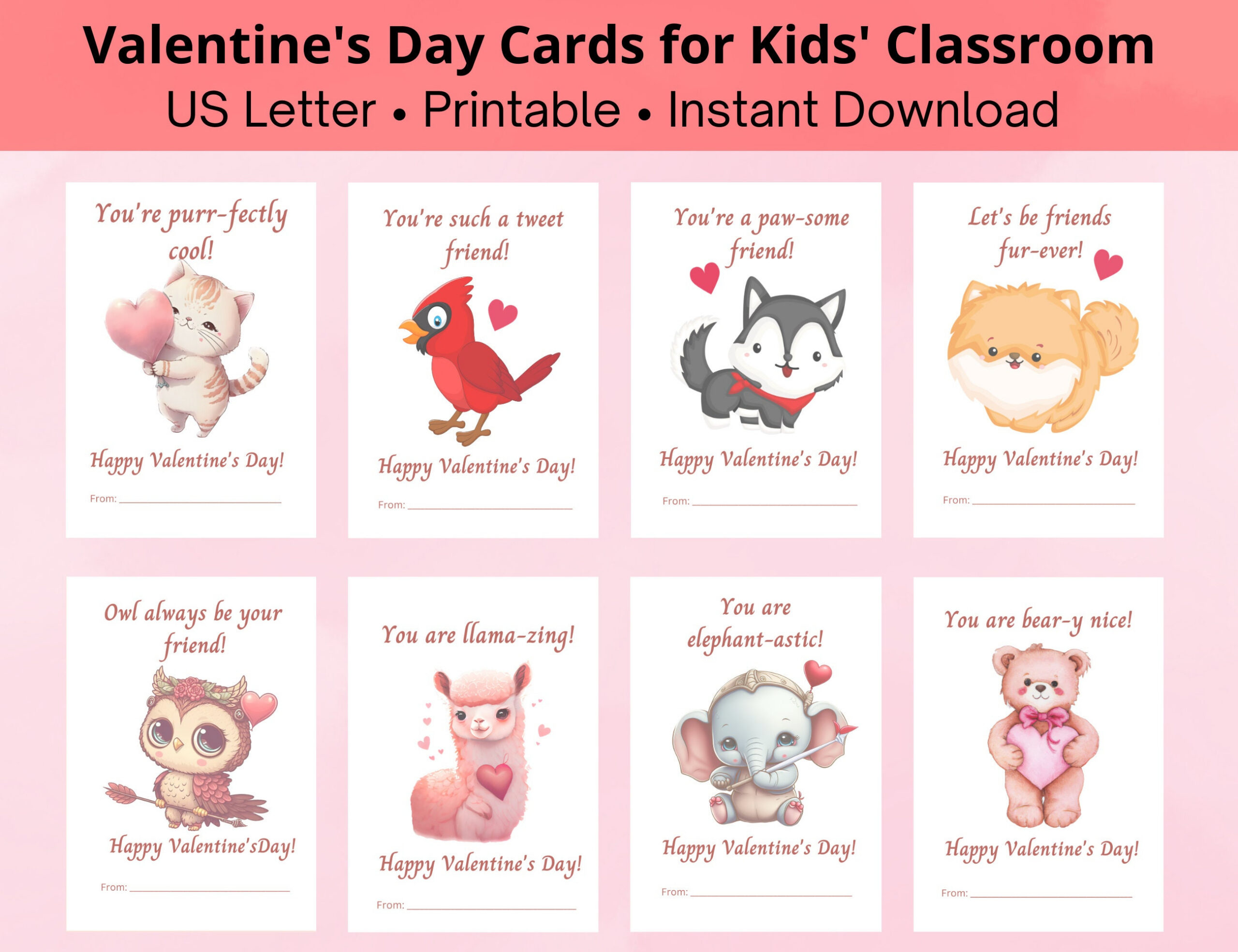Printable Animal Valentine'S Day Cards For Kids; Cute Animal pertaining to Childrens Valentines Day Cards Printable
