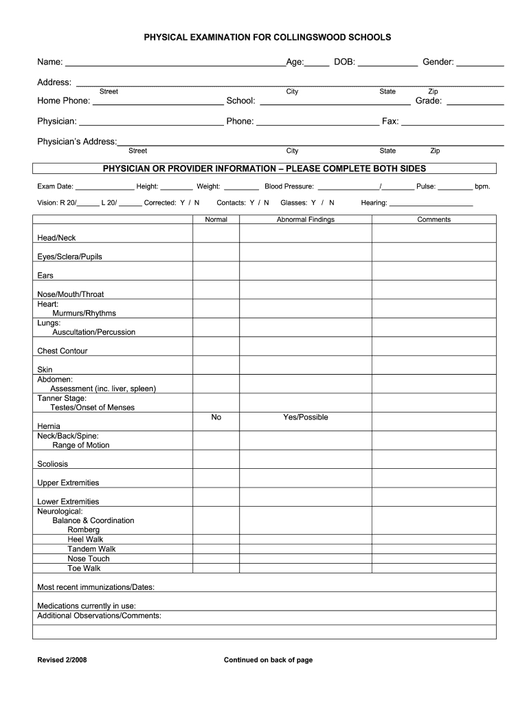 Printable Basic Physical Exam Form Pdf: Fill Out & Sign Online with regard to Printable Basic Physical Exam Form