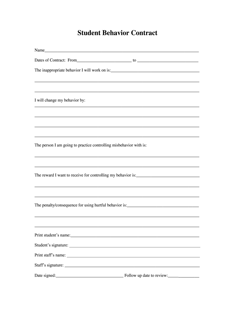 Printable Behavior Contracts Charts - Fill Online, Printable regarding Free Printable Behavior Contracts & Charts