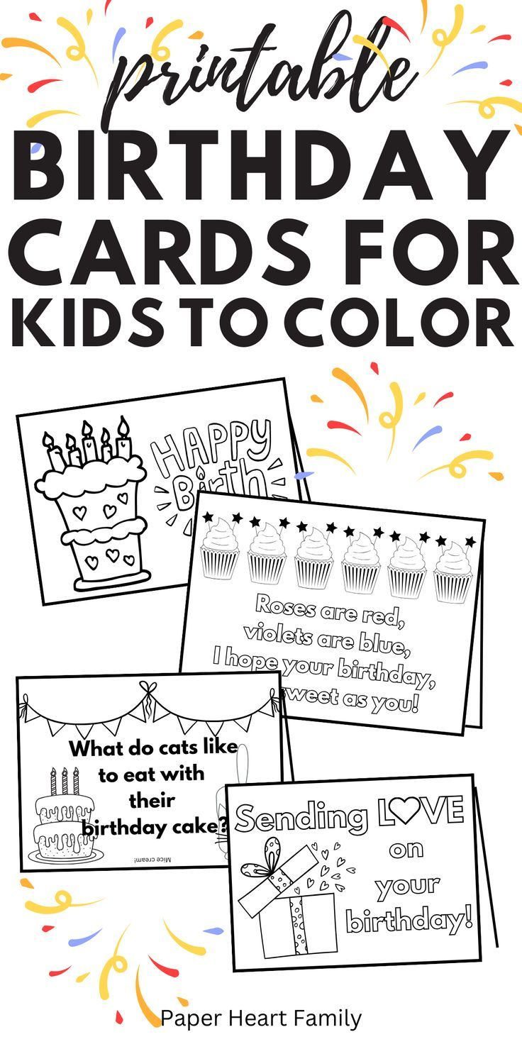 Printable Birthday Cards For Kids To Color throughout Free Printable Birthday Cards For Kids