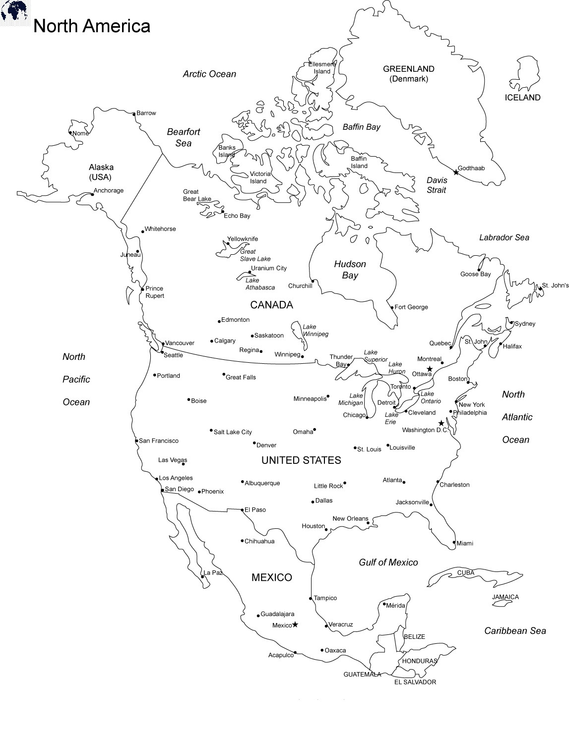 Printable Blank North America Map With Outline, Transparent Map regarding Blank North America Map Printable