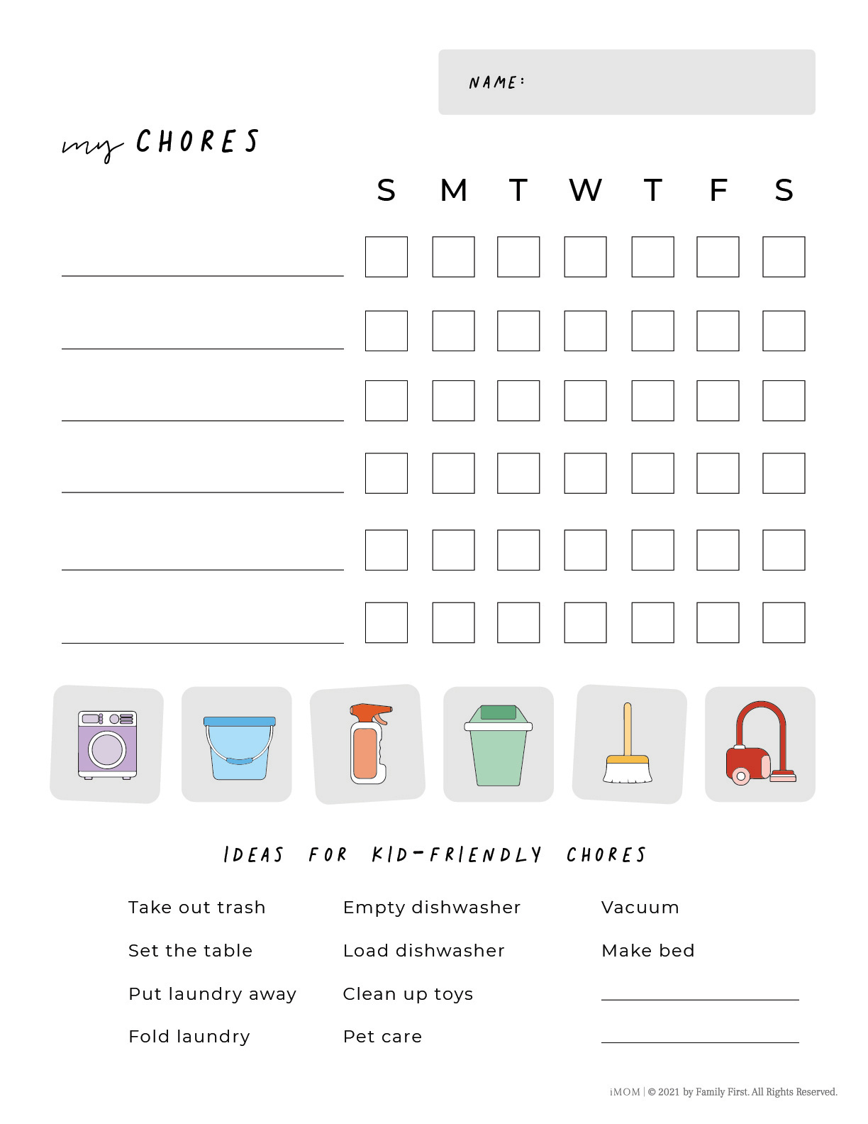 Printable Chore Chart For Kids - Imom with Children's Chore List Printable