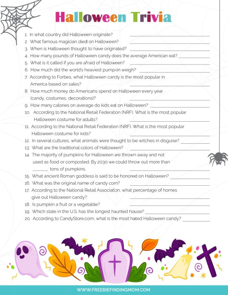Printable Halloween Trivia Questions And Answers inside Printable Halloween Trivia Questions And Answers