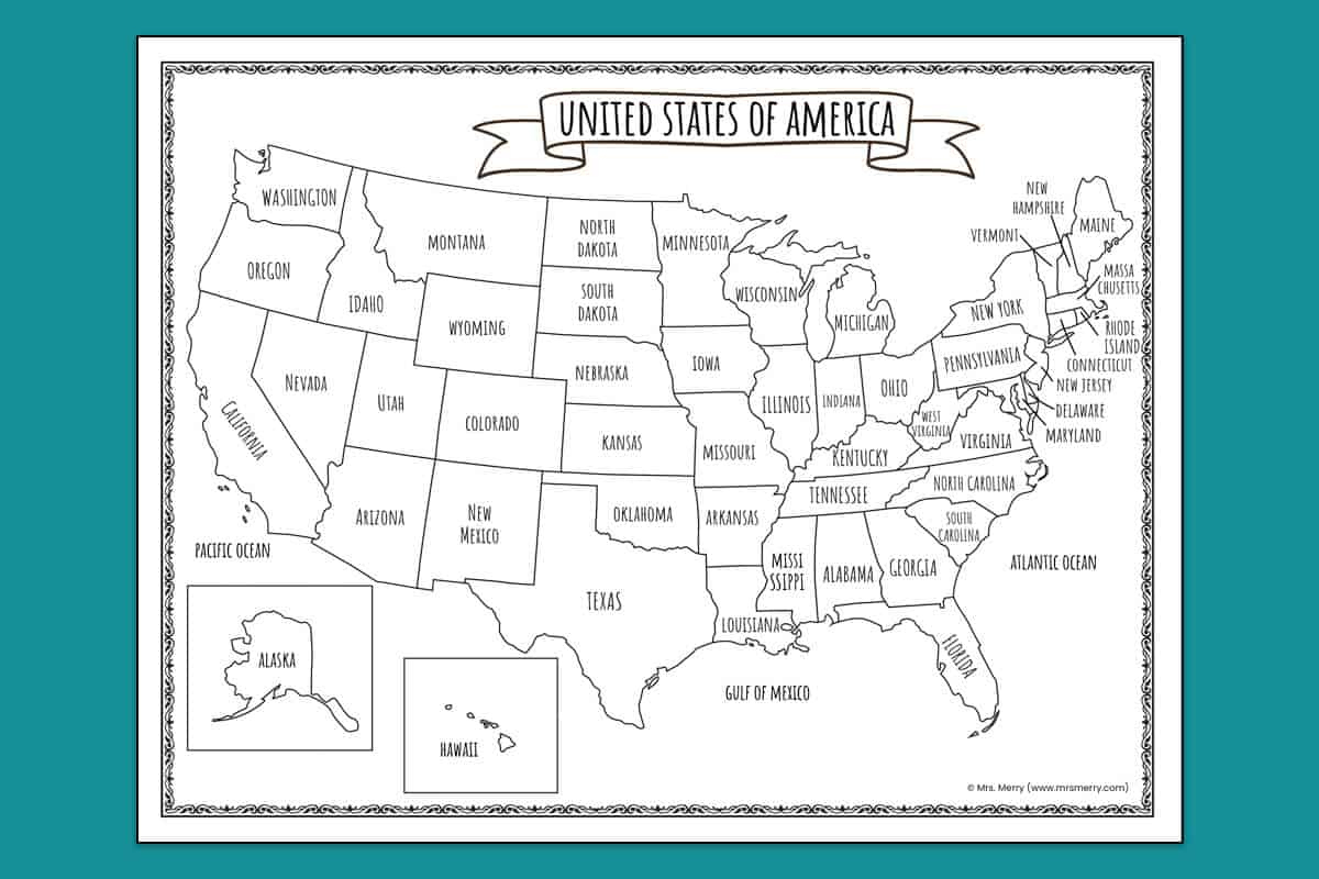 Printable Map Of The United States | Mrs. Merry in Full Page Printable Map of the United States