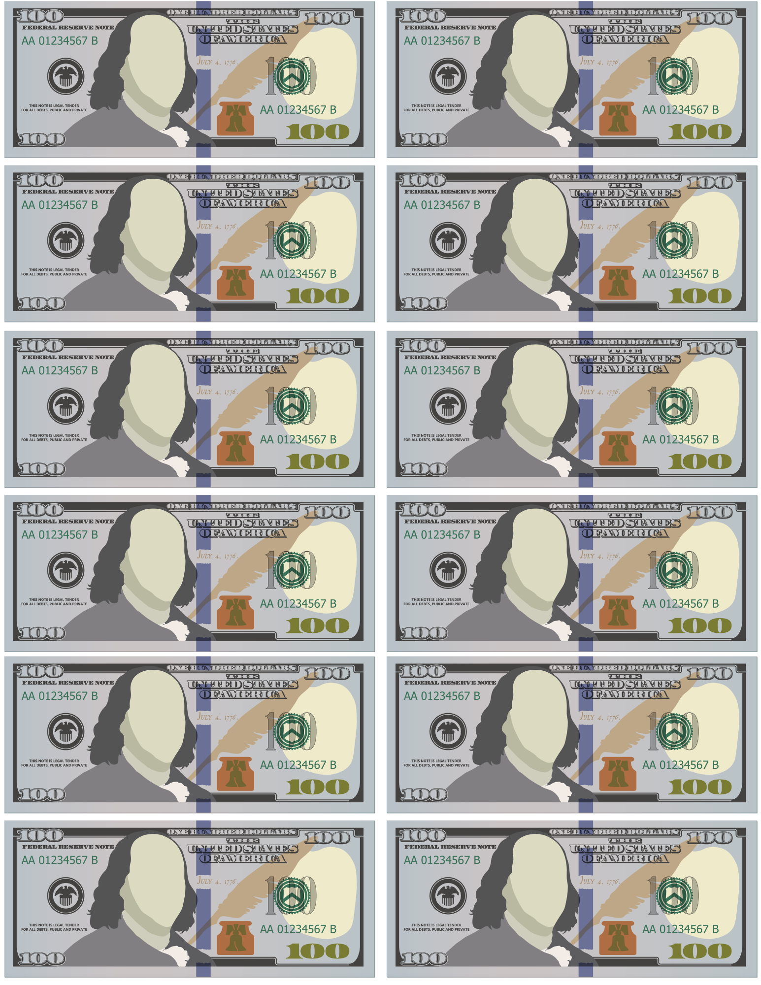 Printable Money - One Hundred Dollar Bill pertaining to Printable 100 Dollar Play Money