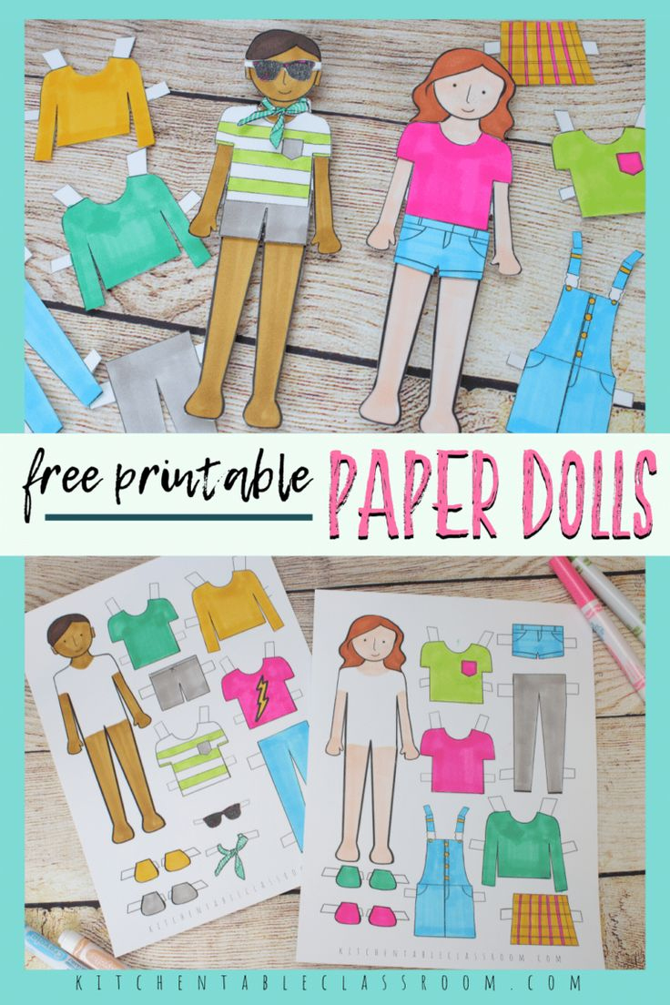 Printable Paper Doll Templates- Color And Play - The Kitchen Table in Free Printable Paper Doll Patterns