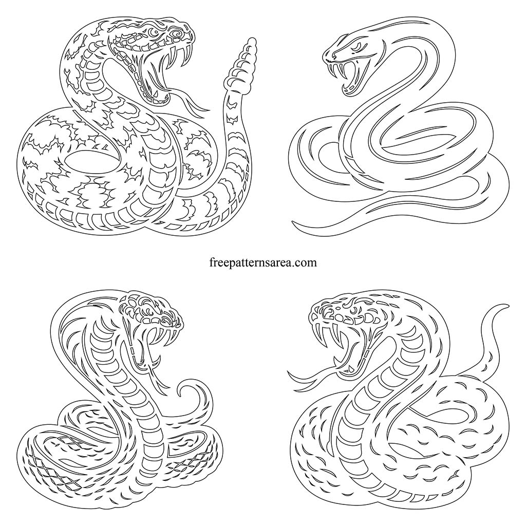 Printable Snake Outline Templates – Free Pdf - Freepatternsarea within Printable Outline Tattoo Stencil Designs