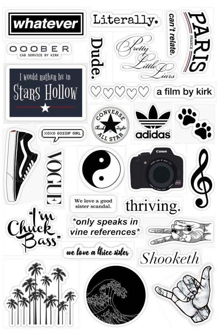 Printable Stickers For Phone Case Black And White with regard to Printable Aesthetic Love Sticker Black And White