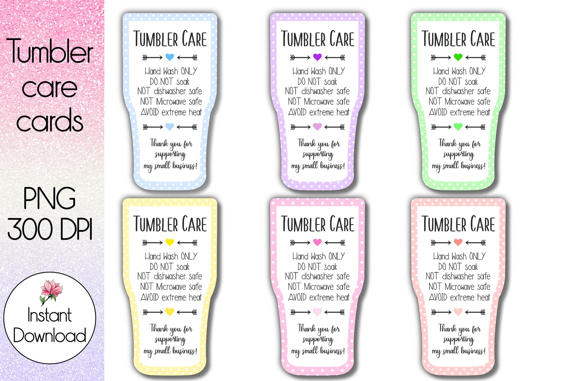 Printable Tumbler Care Card, Tumbler Wash (1173655) in Free Printable Tumbler Care Instructions