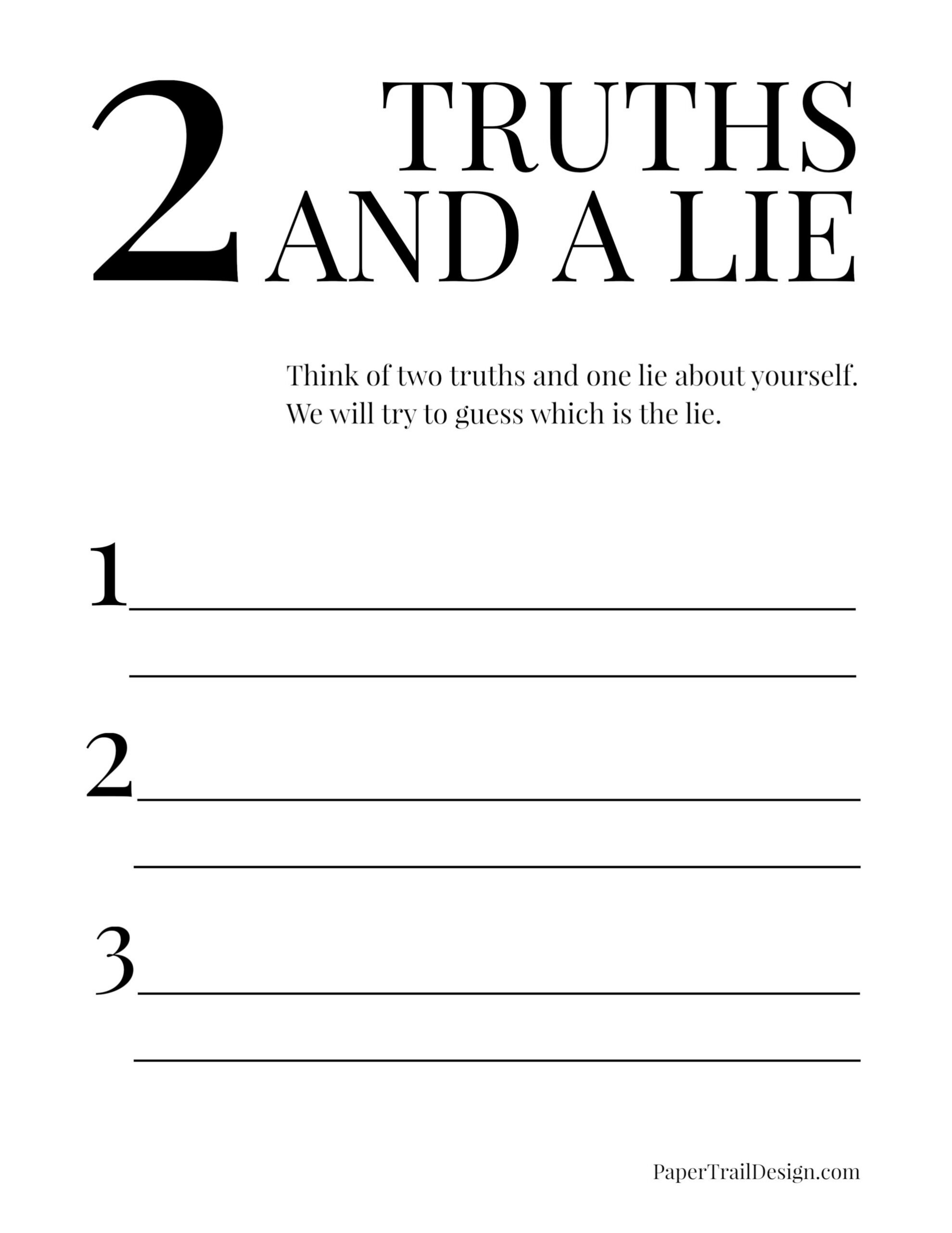 Printable Two Truths And A Lie Worksheets in Two Truths And A Lie Printable