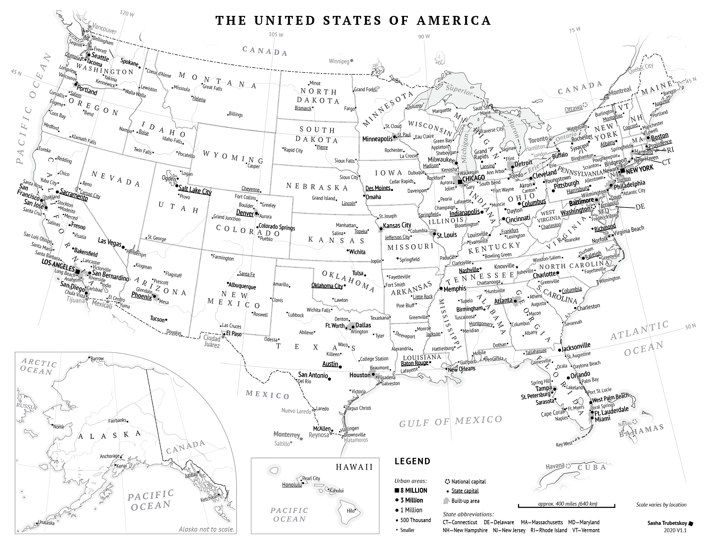 Printable United States Map | Sasha Trubetskoy for Printable Map Of The United States