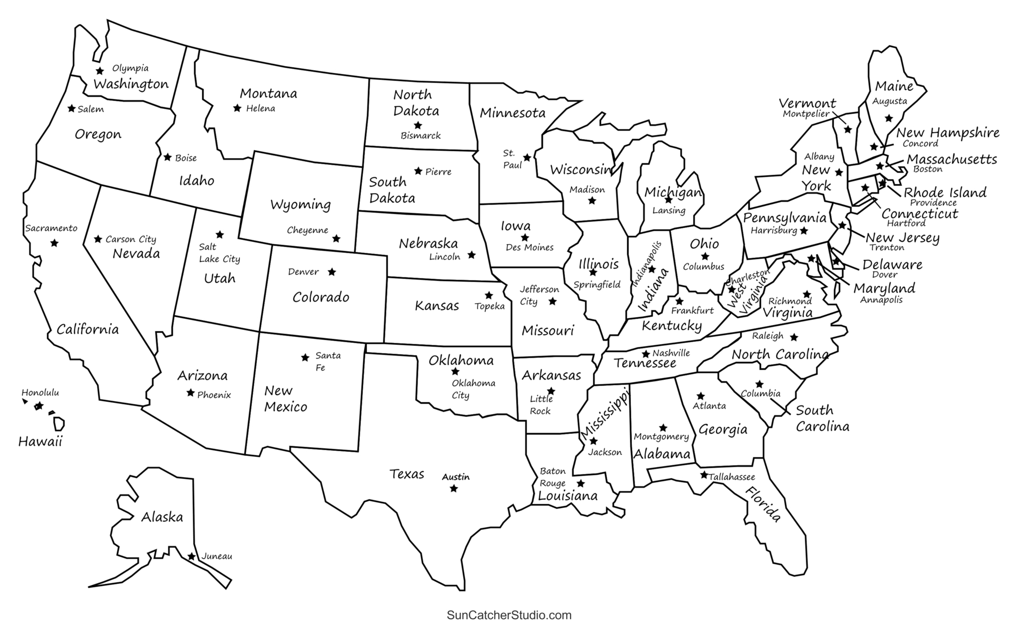 Printable Us Maps With States (Usa, United States, America) – Diy pertaining to Printable Us Map With Capitals
