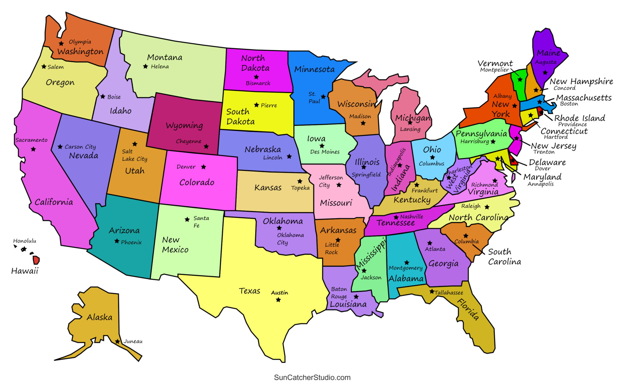 Printable Us Maps With States (Usa, United States, America) – Diy pertaining to Printable Us Map with Capitals