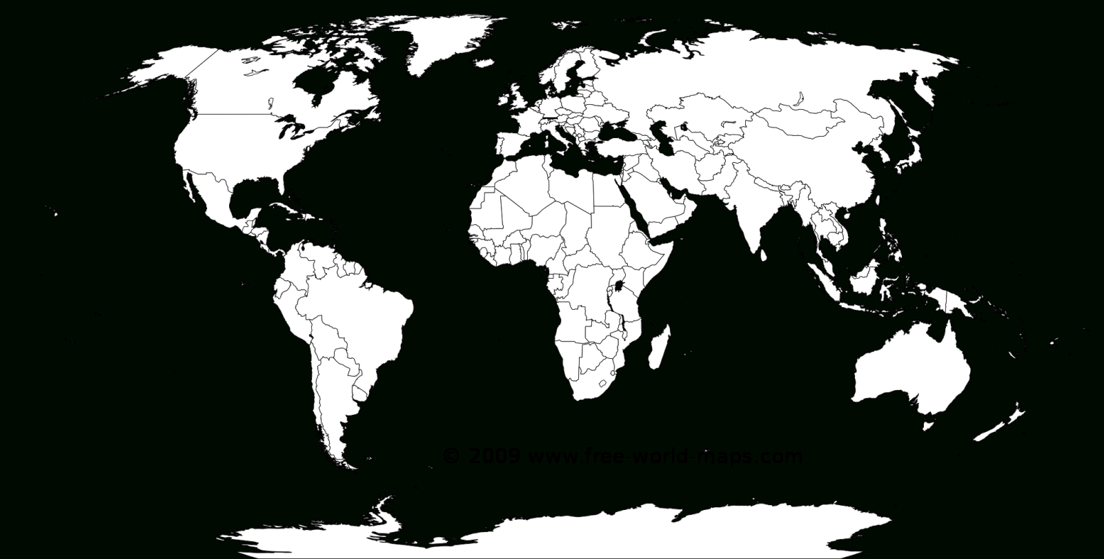 Printable White-Transparent Political Blank World Map C3 | Free throughout World Map Black and White Printable