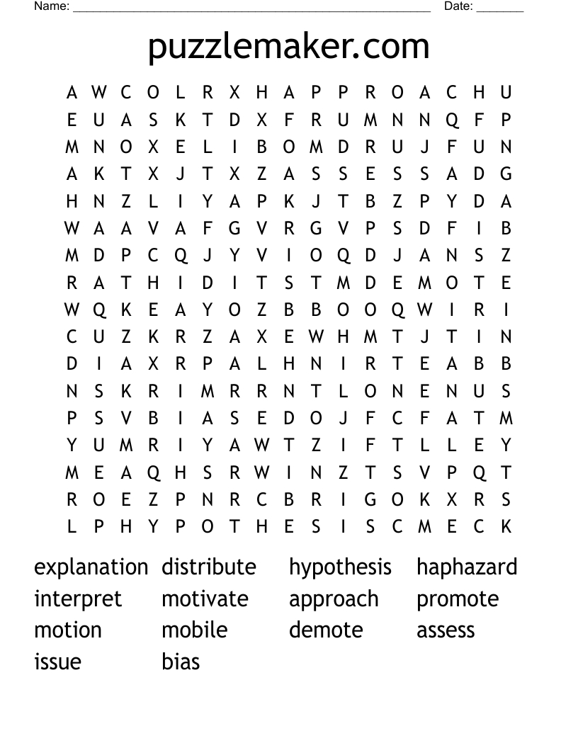 Puzzlemaker Word Search - Wordmint inside Crossword Puzzle Maker Free Printable