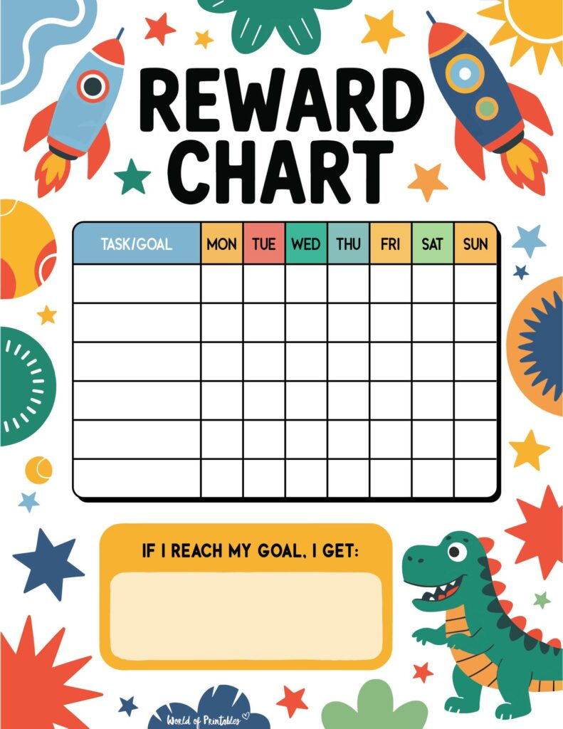 Rewards Chart Printable - 20+ Free Templates! - World Of Printables within Sticker Reward Chart Free Printable