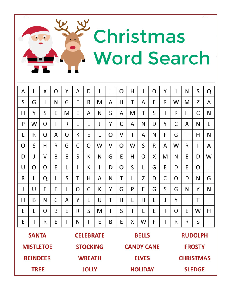 Santa'S Christmas Word Search Activity Page - Mama Likes This for Printable Christmas Find a Word