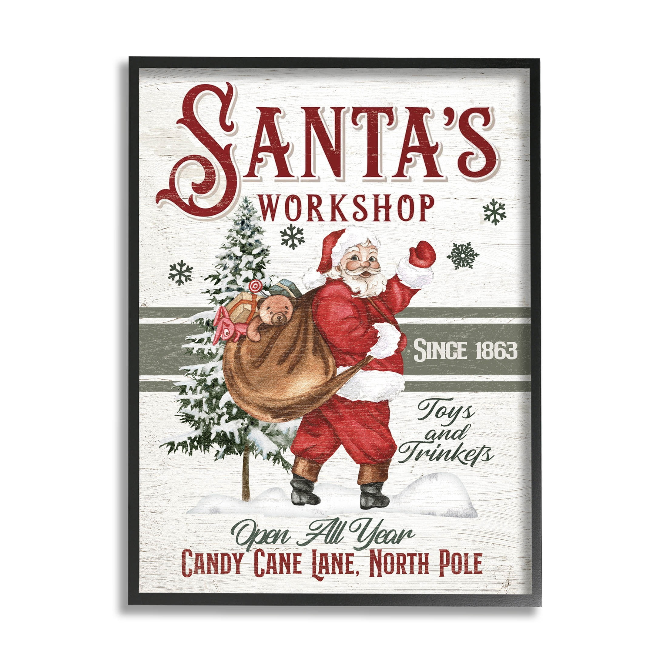 Santa'S Workshop Weathered Vintage Sign Holiday Graphic Art Black regarding Santa'S Workshop Sign Printable