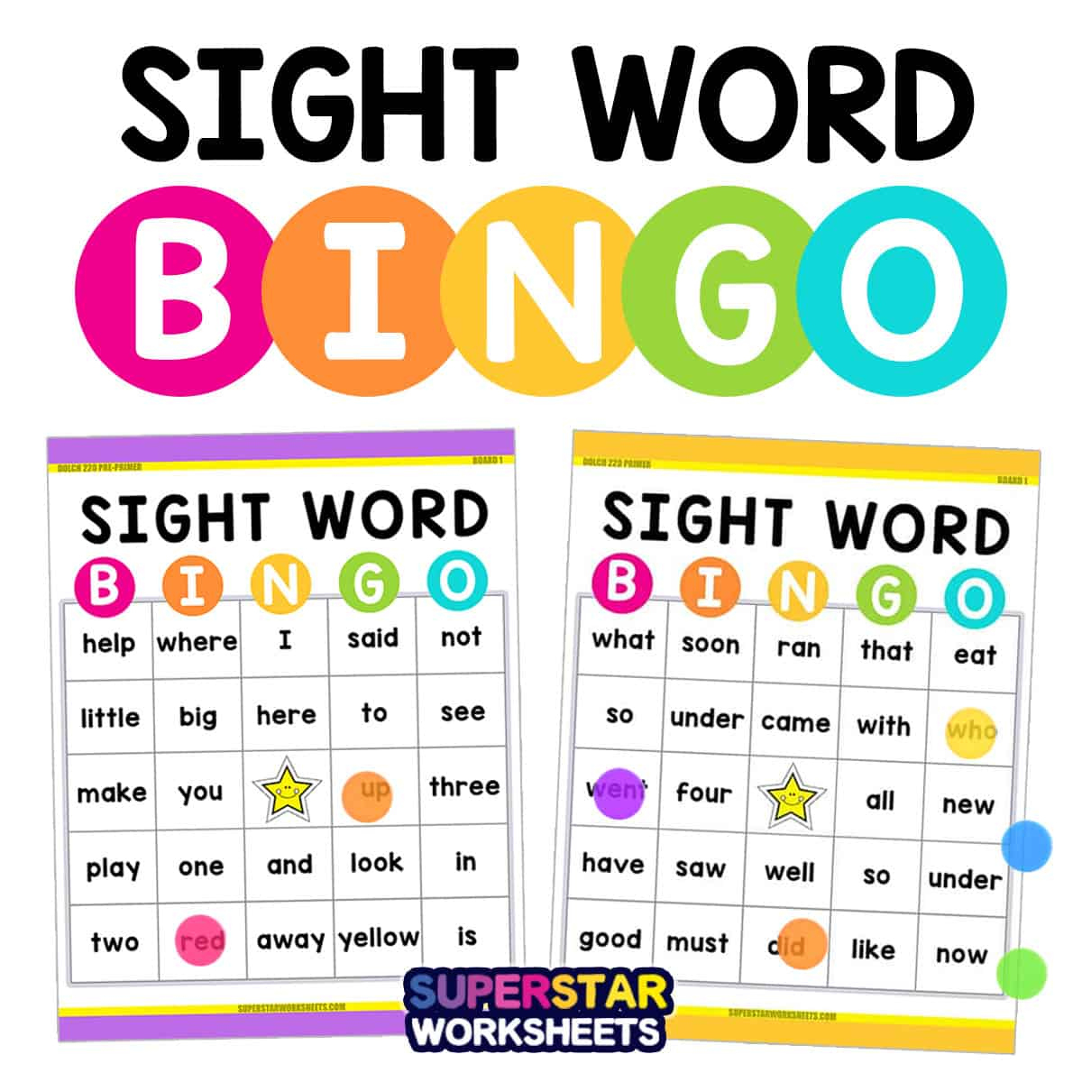 Sight Word Bingo - Superstar Worksheets within Sight Word Bingo Printable Free Download