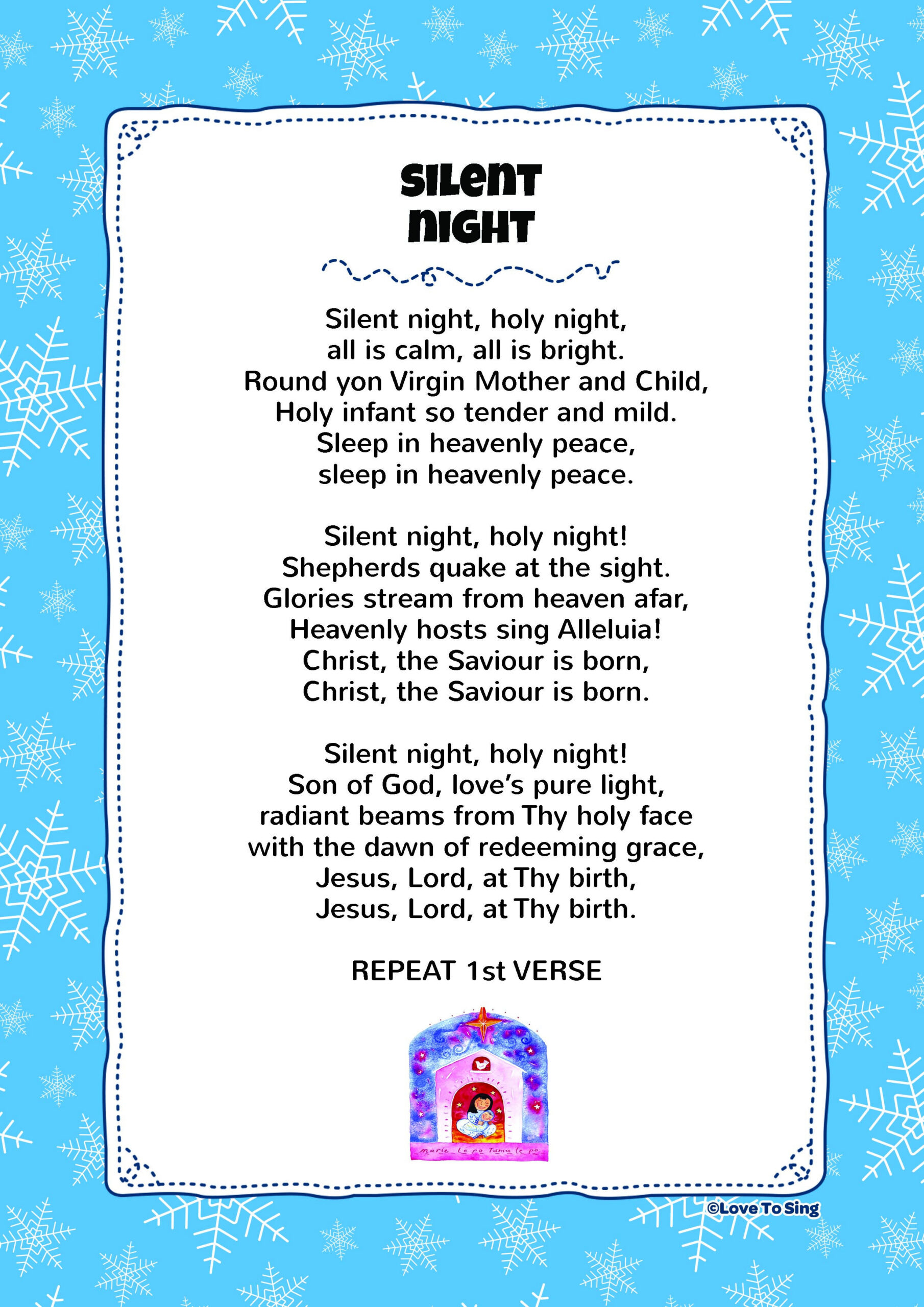 Silent Night regarding Words To Silent Night Printable
