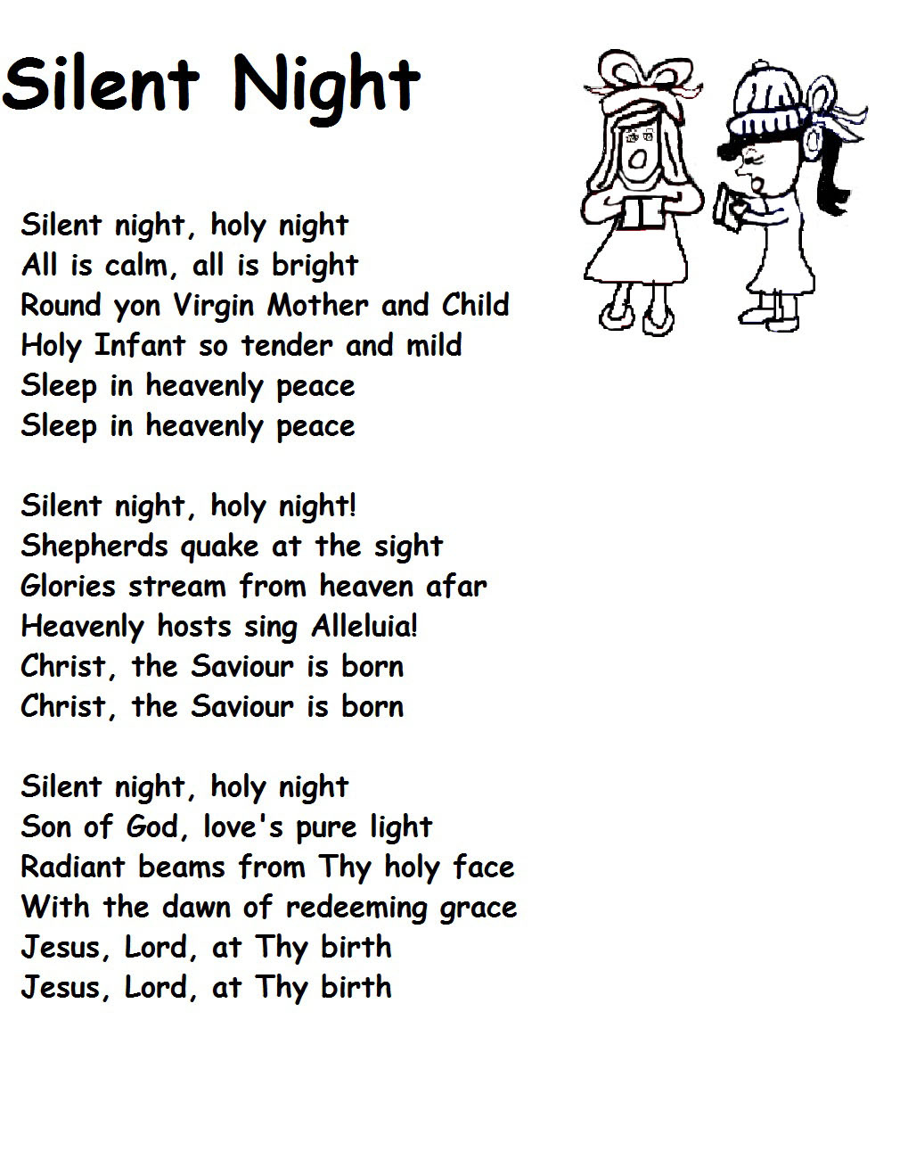 Silent Night Song Lyrics regarding Words To Silent Night Printable