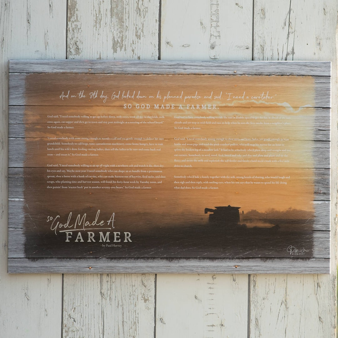 So God Made A Farmerpaul Harvey Canvas Print - Farmer Gift - Etsy in So God Made A Farmer Printable Poem